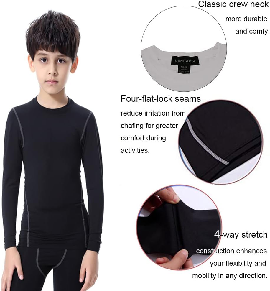 Youth Boys Compression Baseball Shirts Pants Set