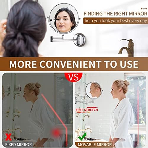 Double-Sided Makeup Mirror with Adjustable Wall Mount for Shaving Details