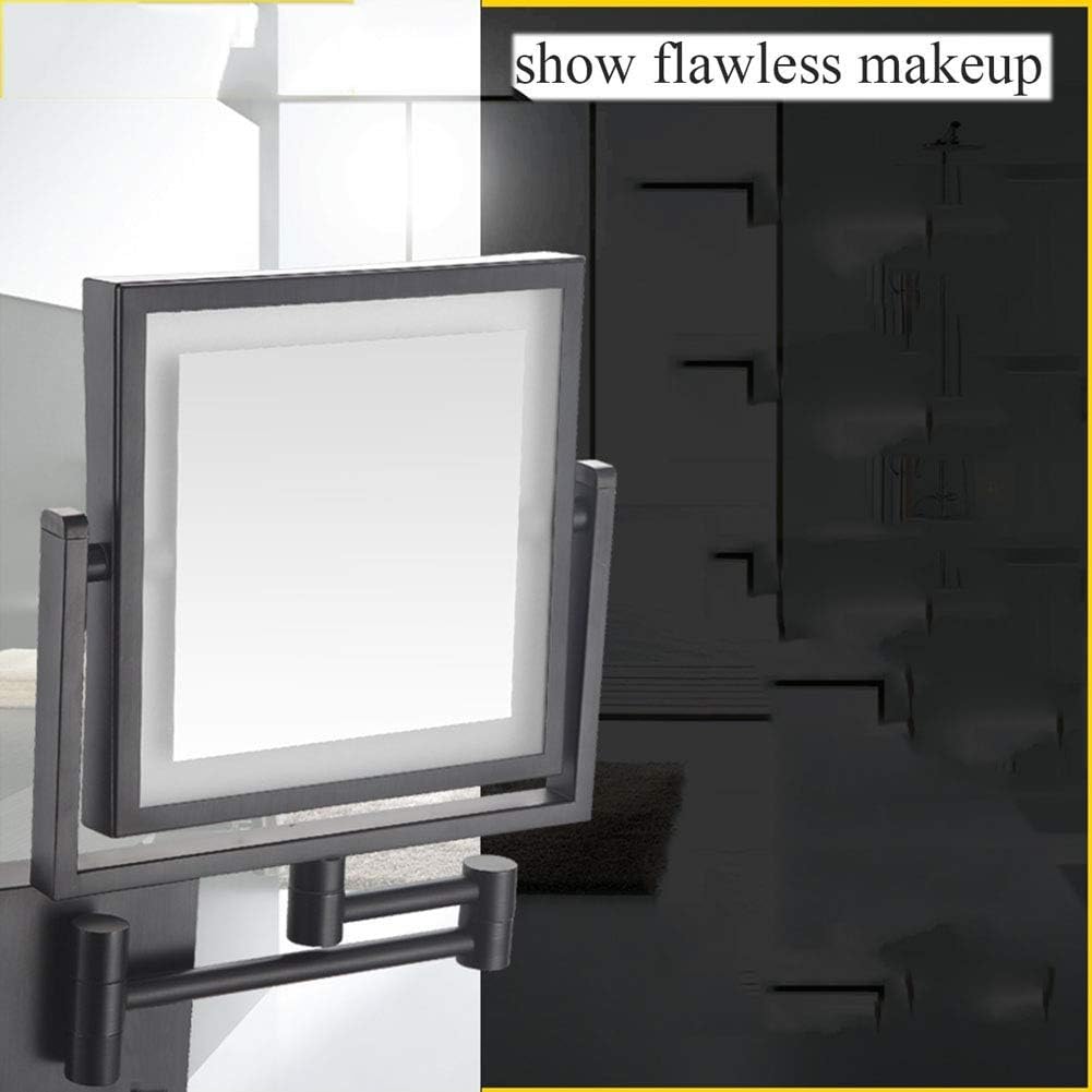 DEIHGE Wall-Mounted Makeup Mirror with LED Lighting 360-Degree Swivel