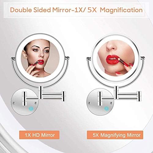 8 Inch Wall Mounted Makeup Mirror 5X Double Sided