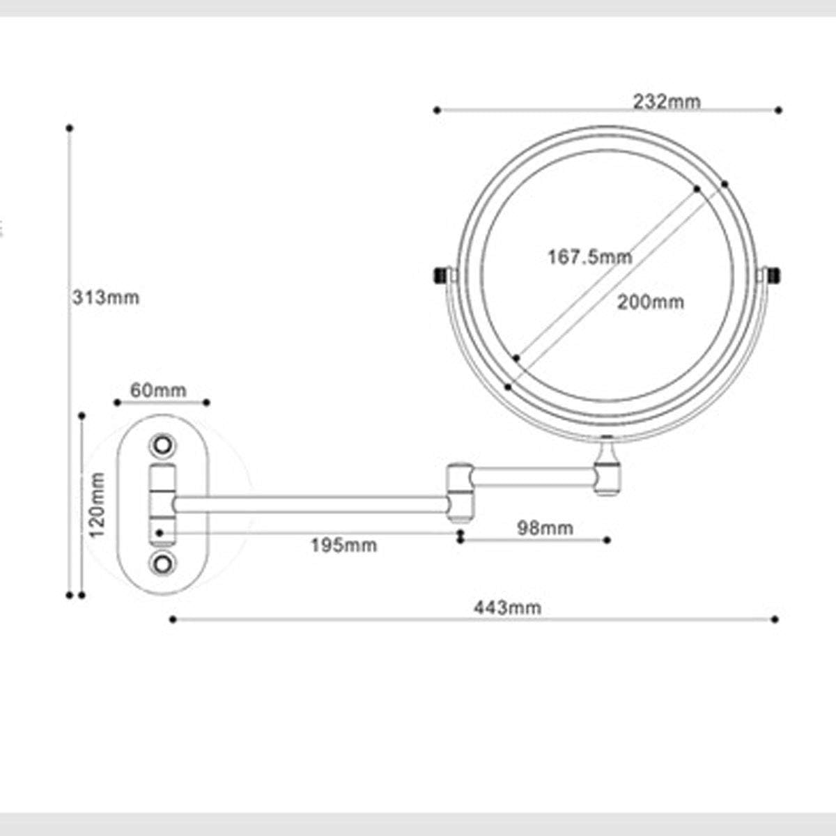 LCARY 360-Degree Rotating Wall-Mounted Makeup Mirror