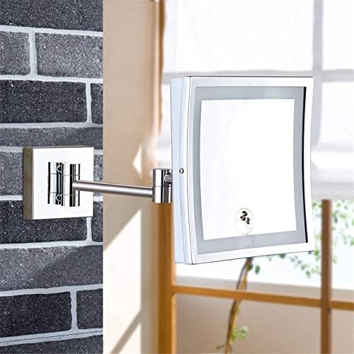 DEIHGE 8-inch LED Magnifying Mirror Wall-Mounted 360 Rotation Shaving Makeup