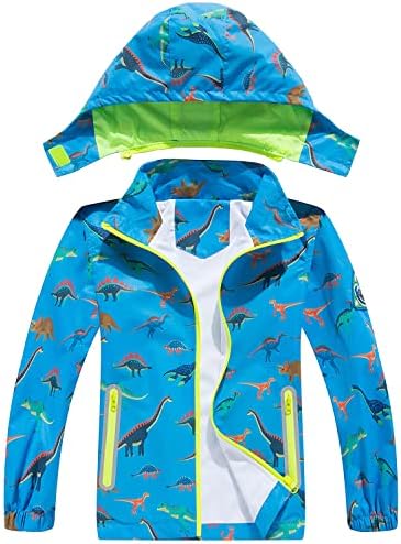 boys rain jacket waterproof Kids jacket - Detachable Hood Lightweight Windproof