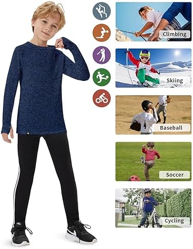 Soneven Youth Boys Girls Thermal Compression Shirt