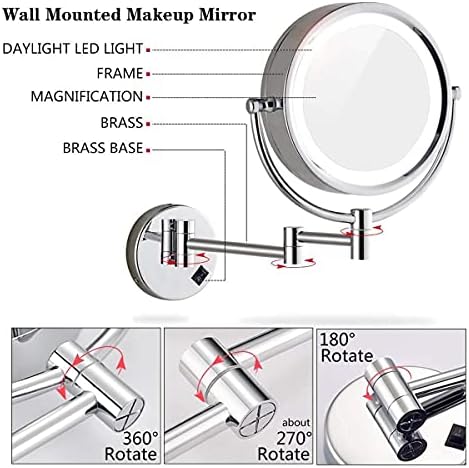 LCARY 5x Magnification Wall-Mounted Makeup Mirror