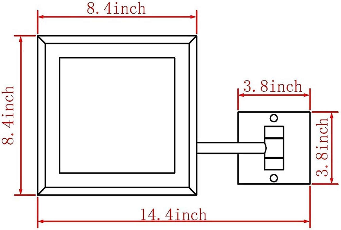 Wall-Mounted LED Magnifying Mirror Gold Finish 8-Inch 360-Degree Rotation