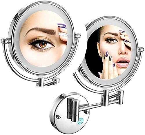 DEIHGE Makeup Mirror Wall Mounted with 360 Rotation and LED Light
