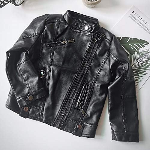 High-Quality Toddler Boys Girls Motorcycle PU Faux Leather Lapel Jackets
