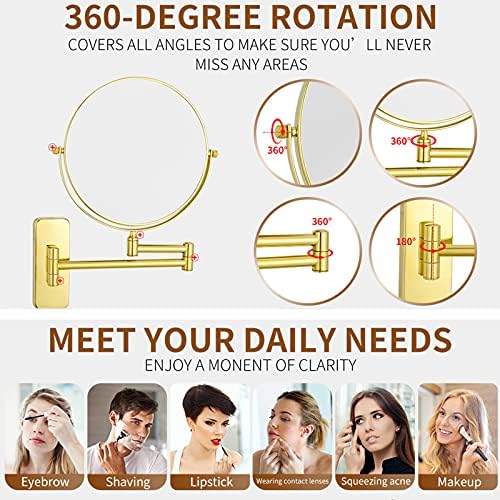 NOVOCE Makeup Mirror 8 Inch Adjustable 3X Foldable Wall Mount