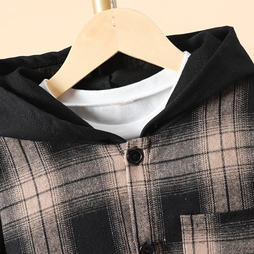 Ferwang boys 2-piece plaid front button down outfit