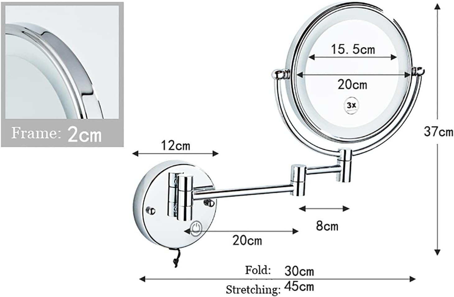 1 Set Crystal Hair Comb and Makeup Mirror Kit