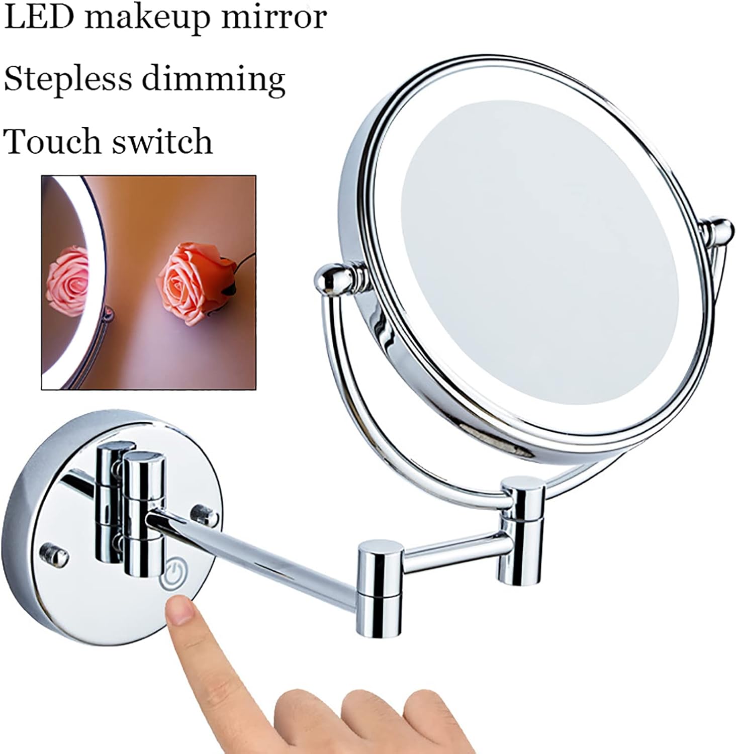 1 Set Crystal Hair Comb and Makeup Mirror Kit