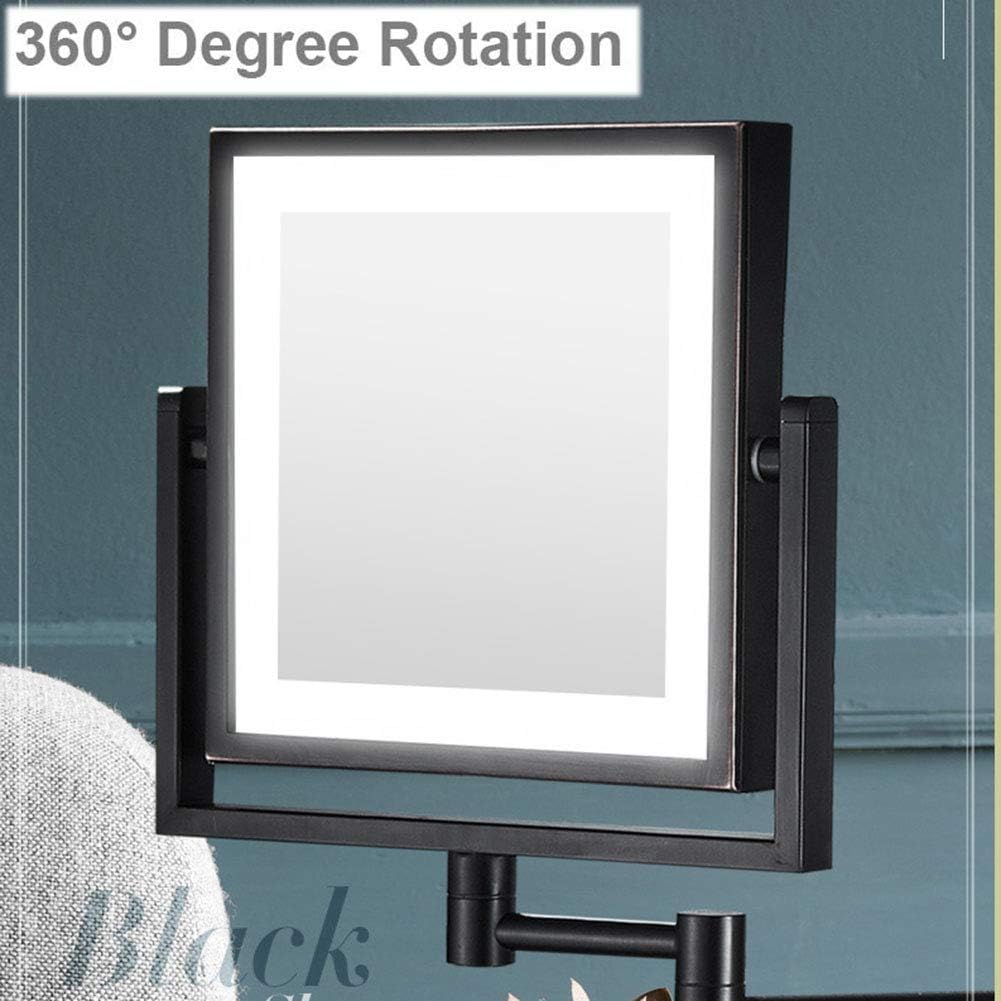 DEIHGE Wall-Mounted Makeup Mirror with LED Lighting 360-Degree Swivel