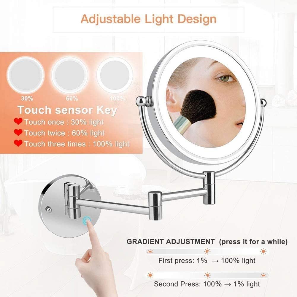 8 Inch Wall Mounted Makeup Mirror 5X Double Sided