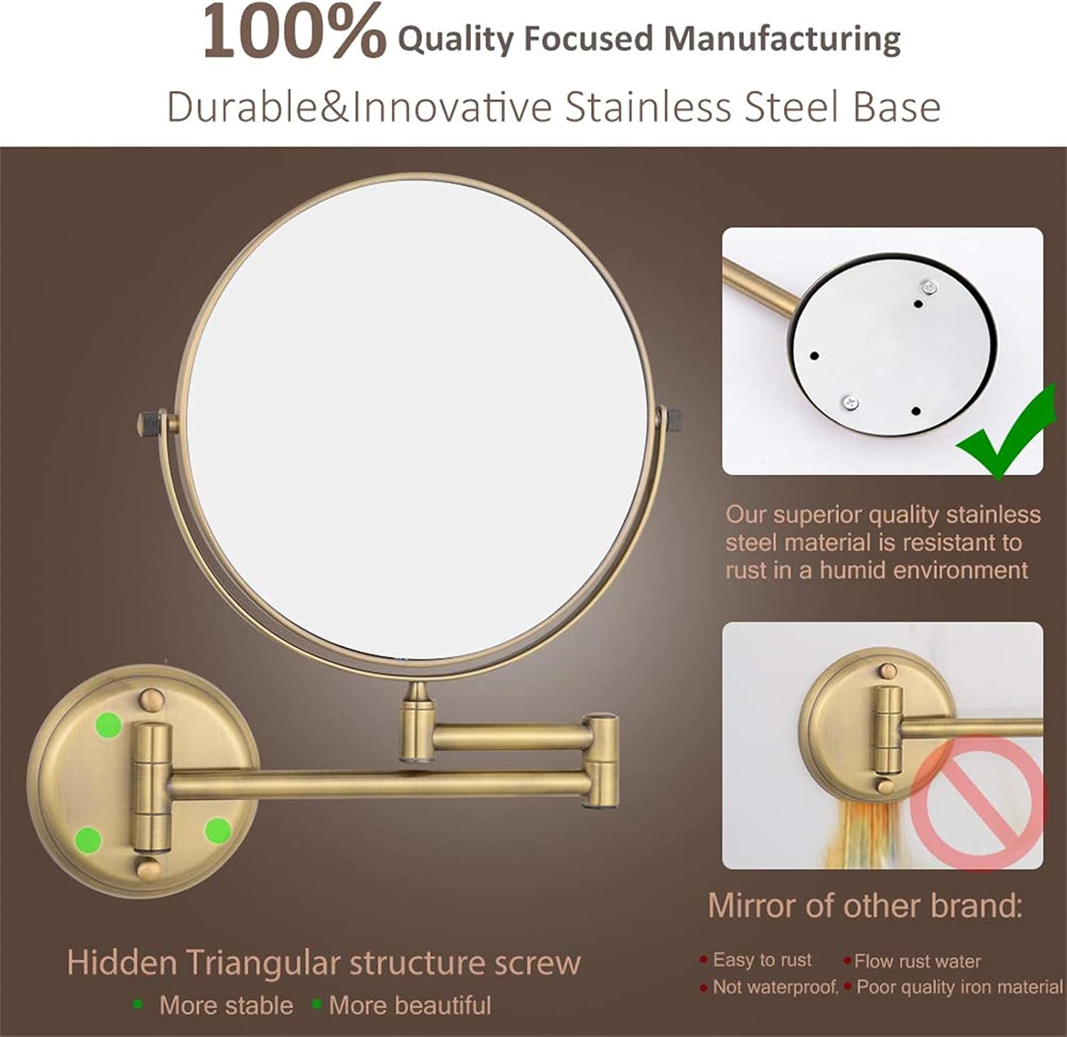 NOVOCE Elegant Adjustable Double-Sided Makeup Mirror