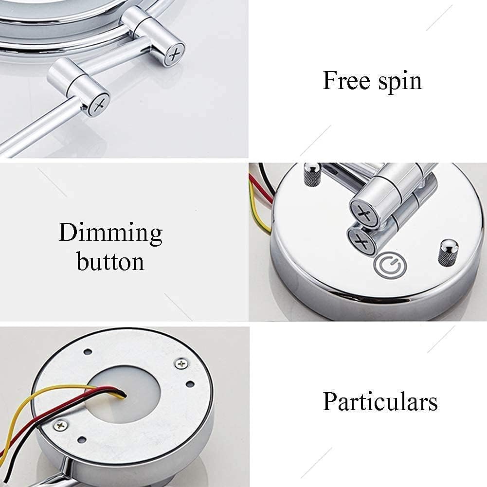 DEIHGE Makeup Mirror Wall Mounted with 360 Rotation and LED Light