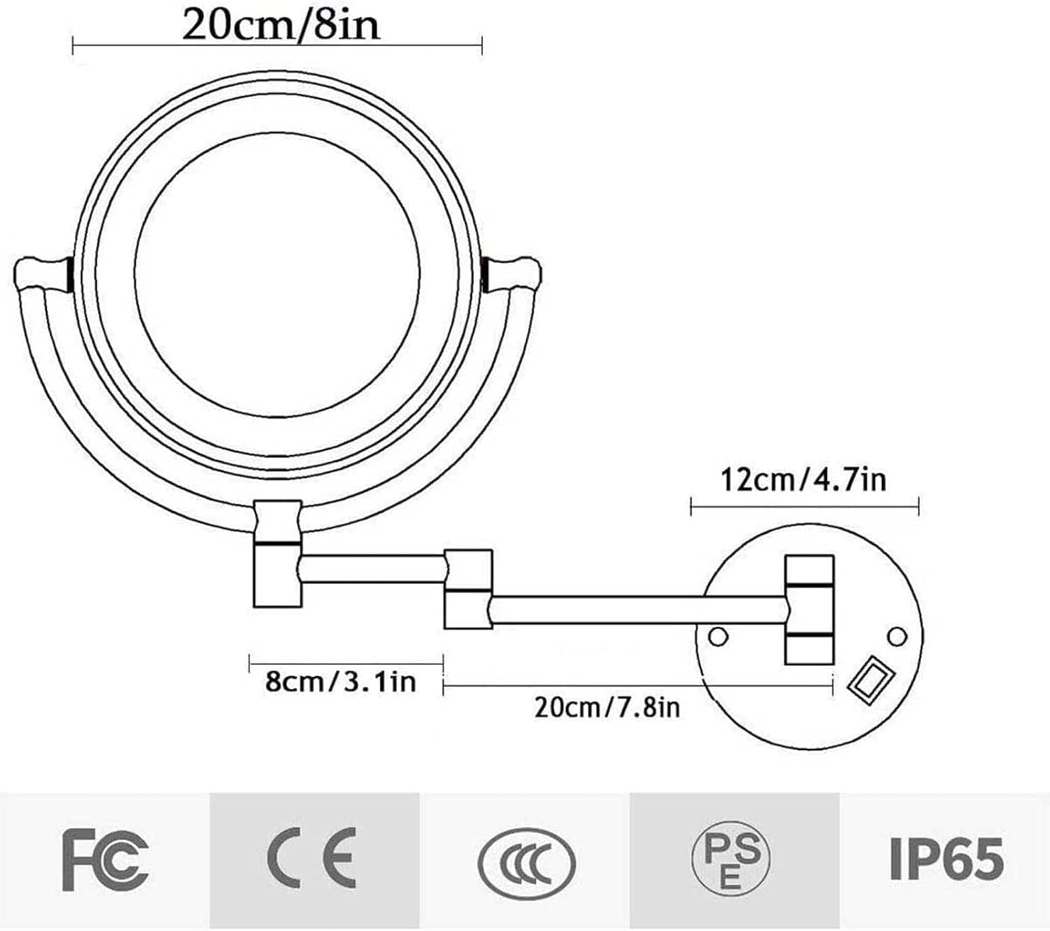 Lighted Makeup Mirror Wall Mounted with 3X Magnification