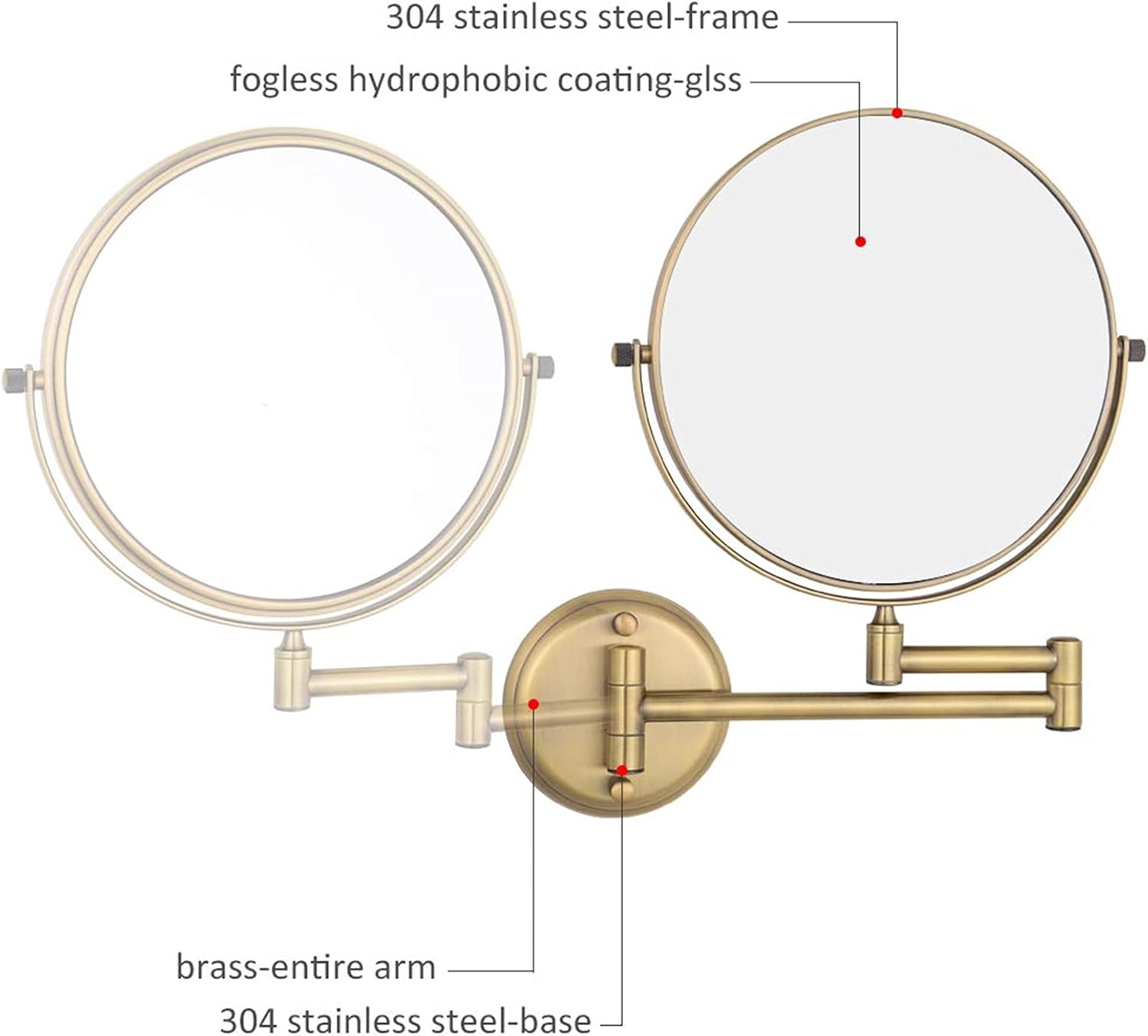 Double-Sided Makeup Mirror 8 inch