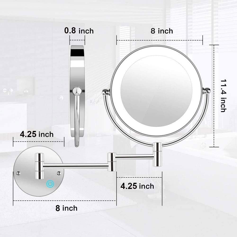 8 Inch Wall Mounted Makeup Mirror 5X Double Sided