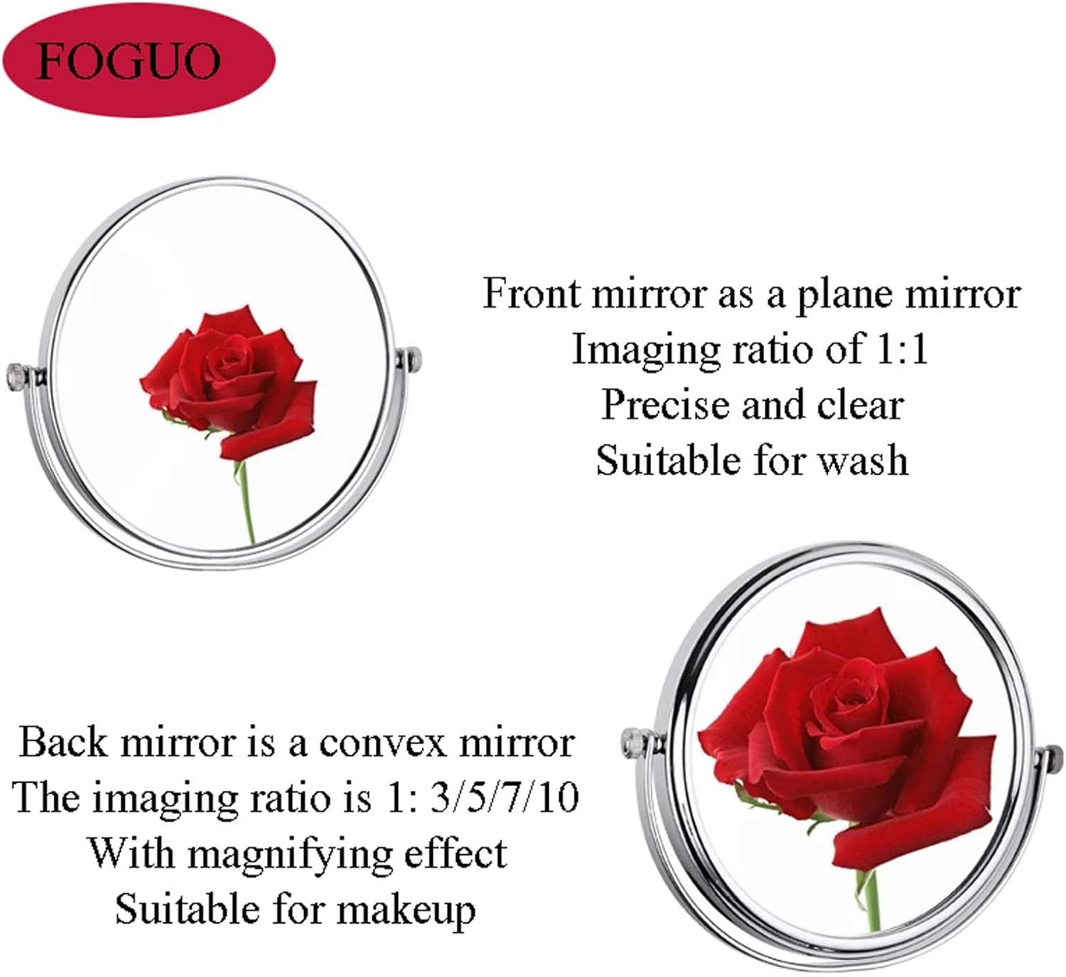 Double-Sided Makeup Mirror 8-Inch Vanity with 10x Magnification