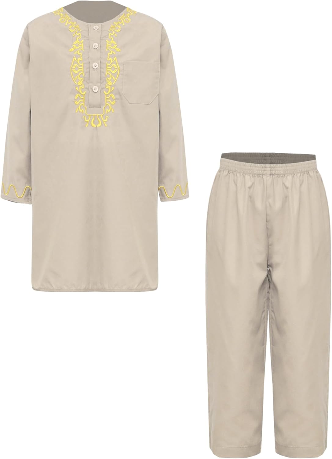 Boys Kaftan Set with Embroidered Top and Pants for Middle East Wear
