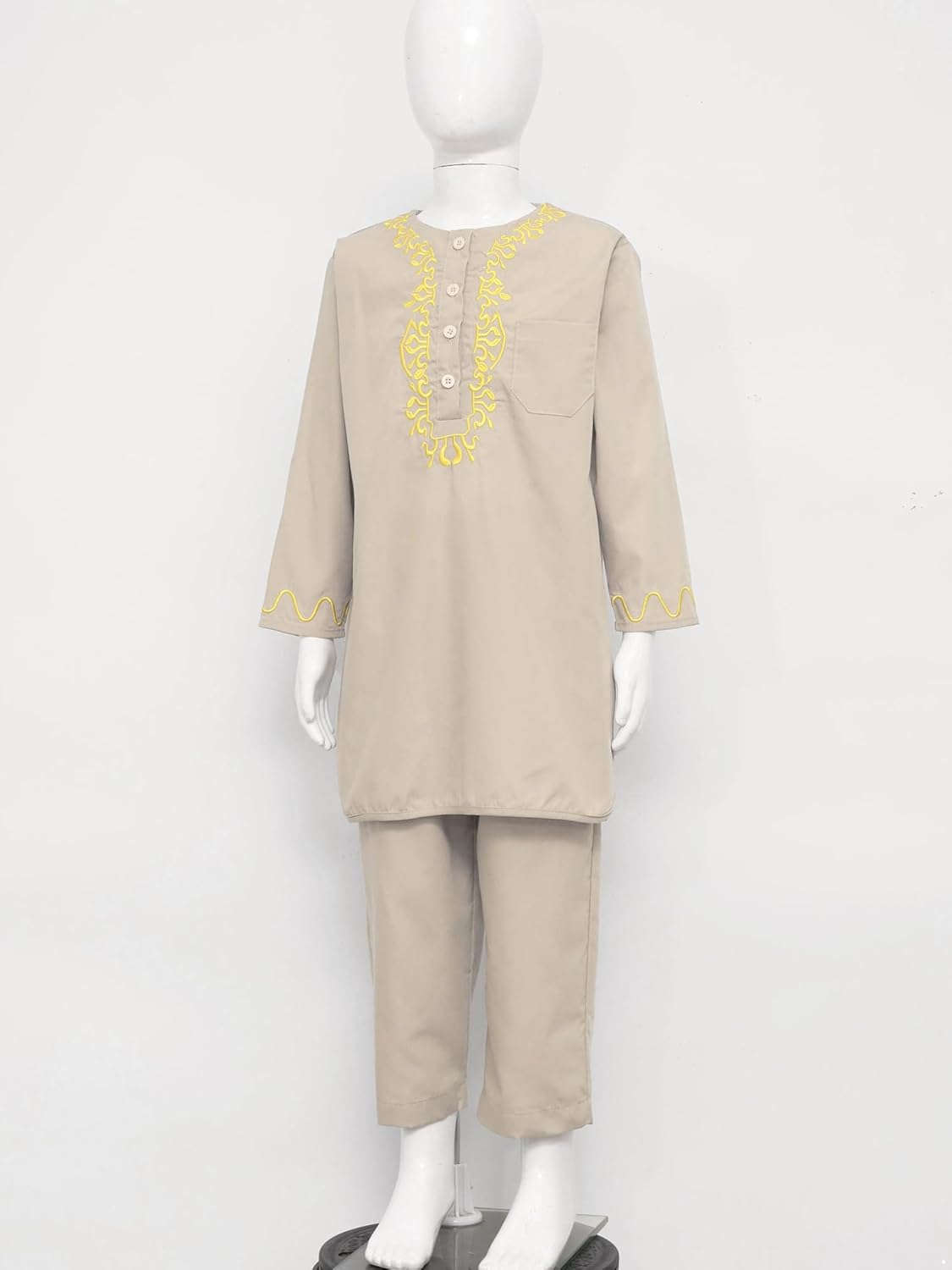 Boys Kaftan Set with Embroidered Top and Pants for Middle East Wear