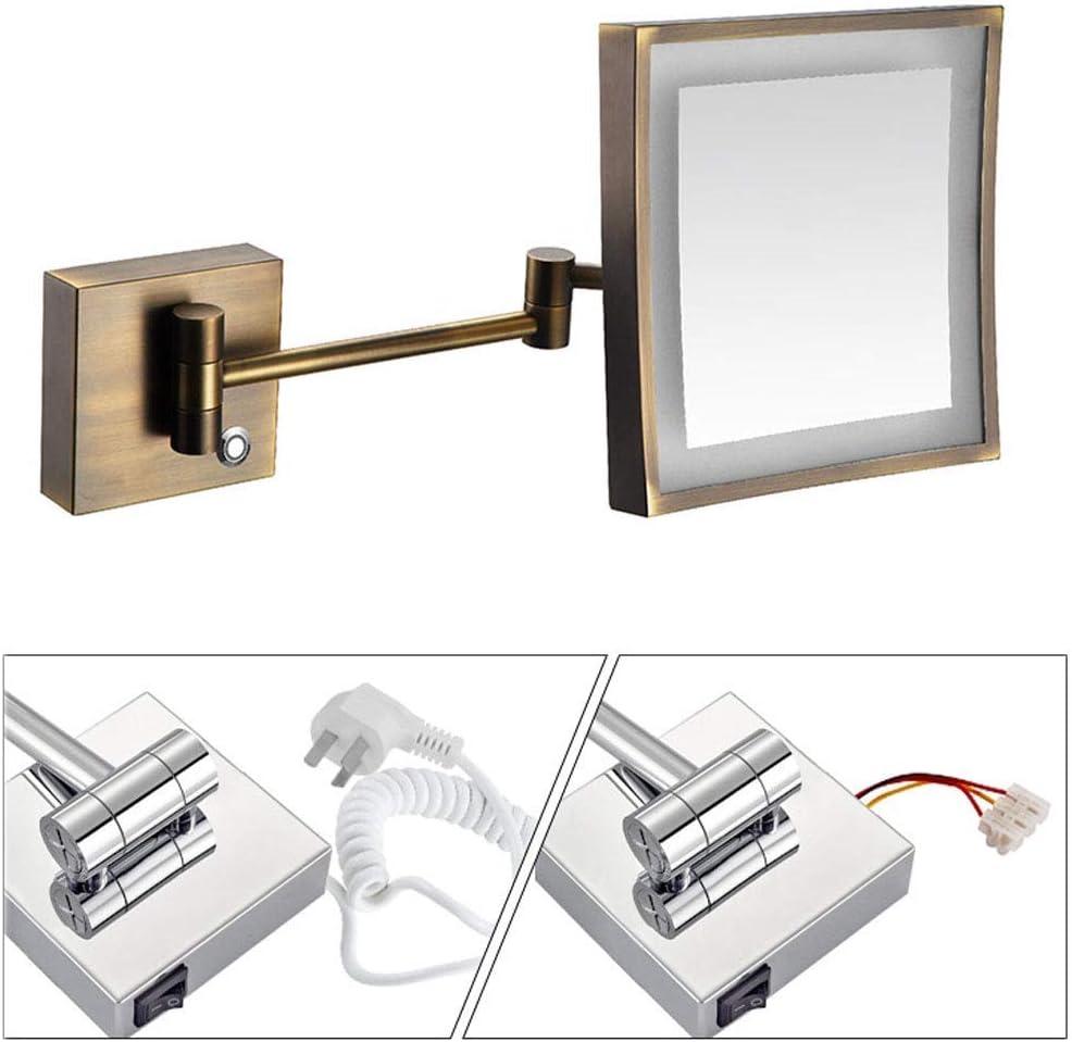 Wall-Mounted Makeup Mirror with 3X Magnification and LED Light