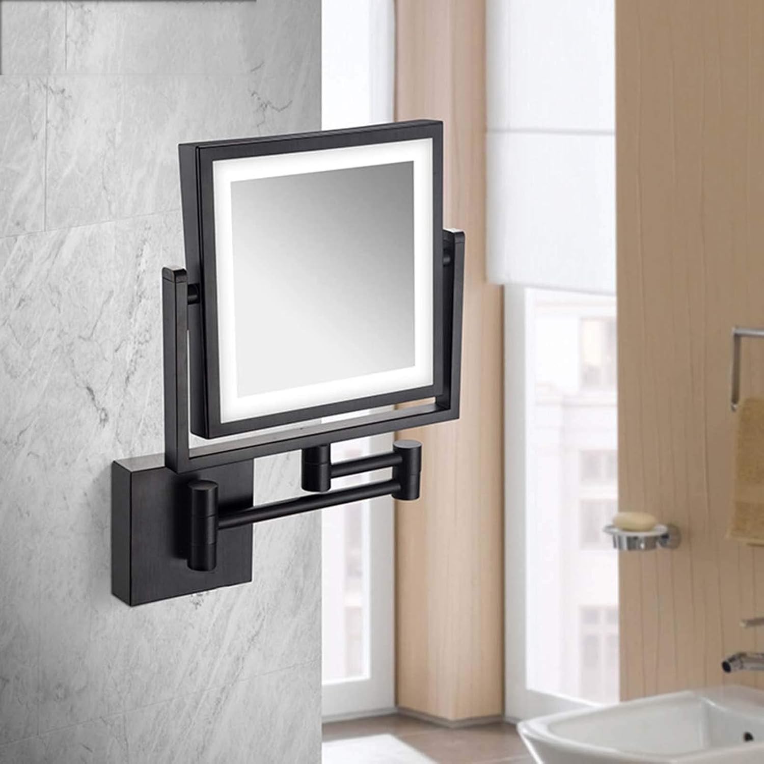 8 Inch LED Wall Mounted Makeup Mirror with 3X Magnification