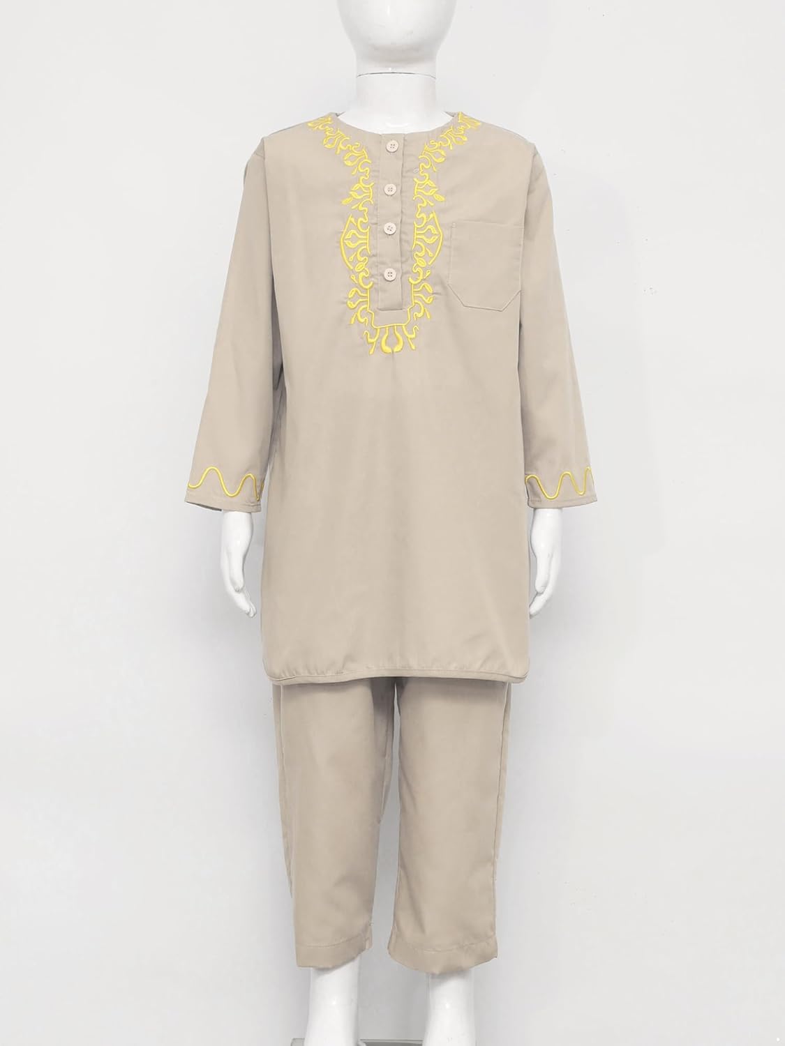 Boys Kaftan Set with Embroidered Top and Pants for Middle East Wear