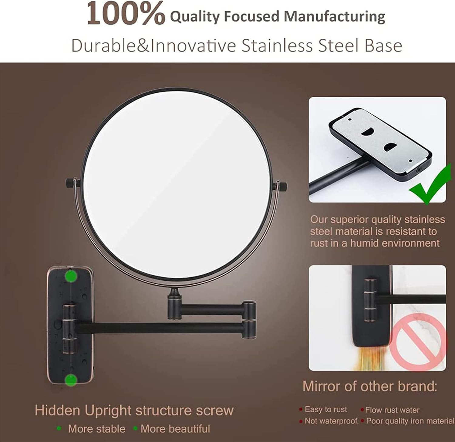 Versatile Double-Sided Makeup Mirror