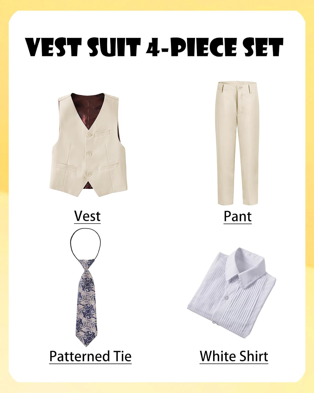 Boys Formal Suit 5-Piece Set Tuxedo for Boys