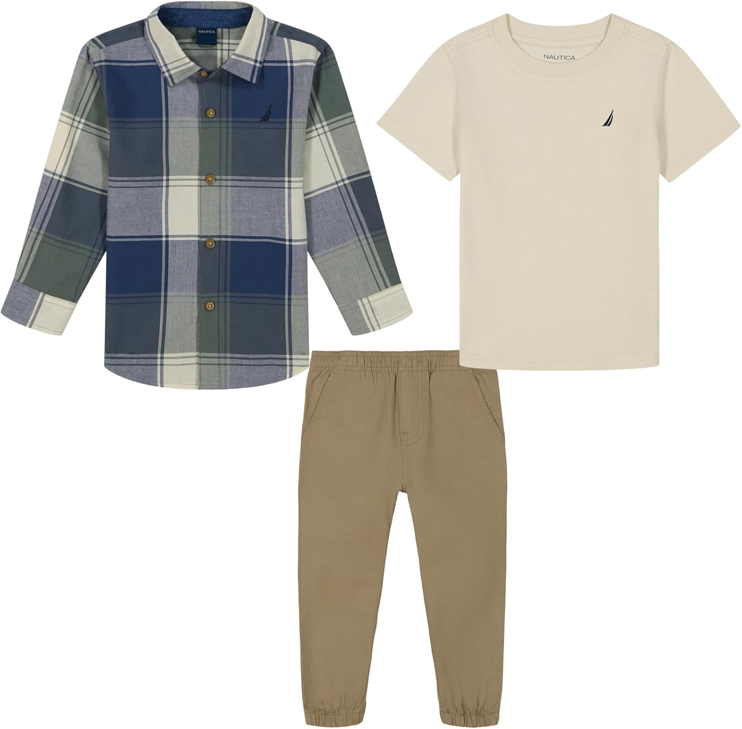 Nautica Boys 3pc Woven ShirtTeeWoven Pant Set