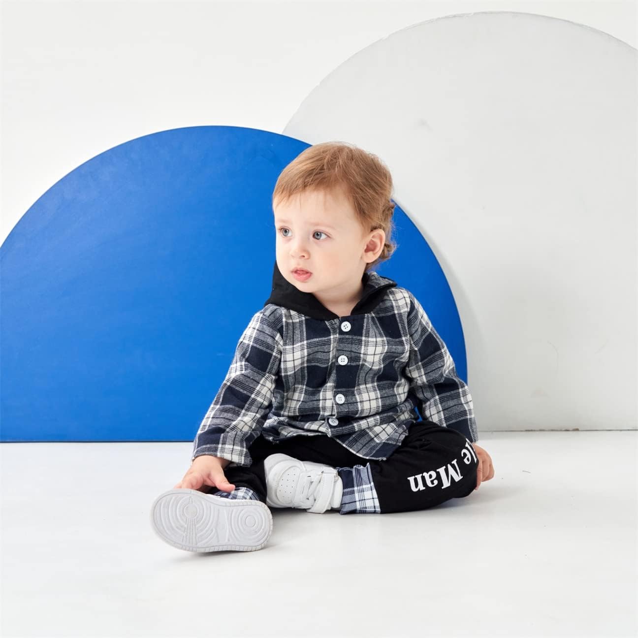 Toddler Boy Plaid Hoodie Sweatpants Set