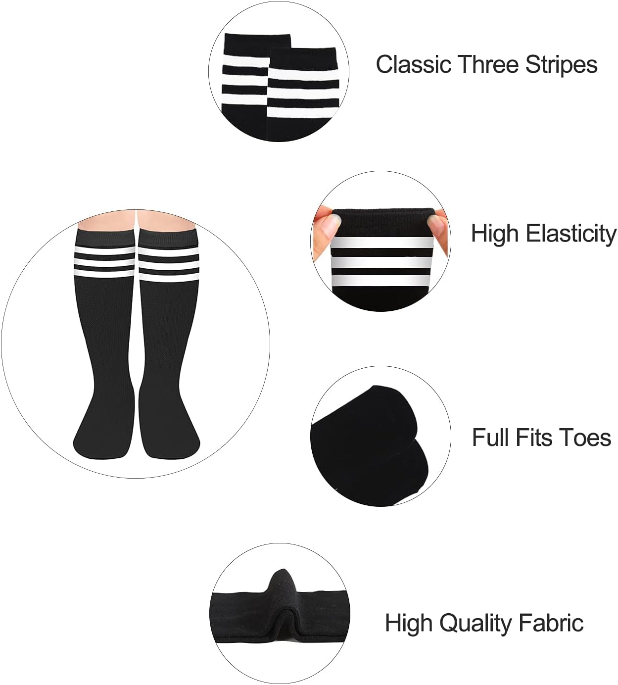 American Trends Kids Soccer Socks Knee High Striped Cotton
