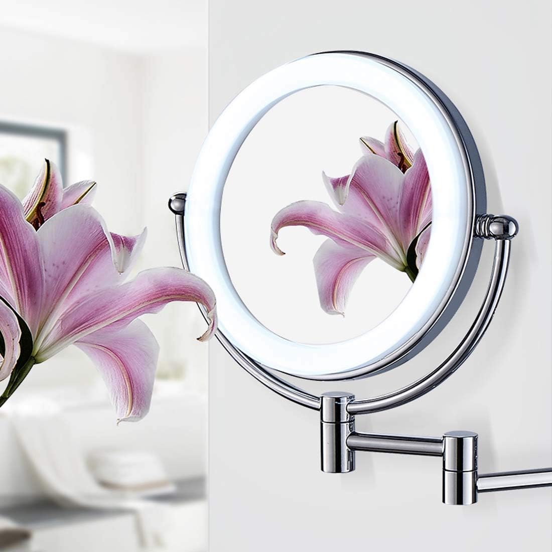 LCARY 5x Magnification Wall-Mounted Makeup Mirror