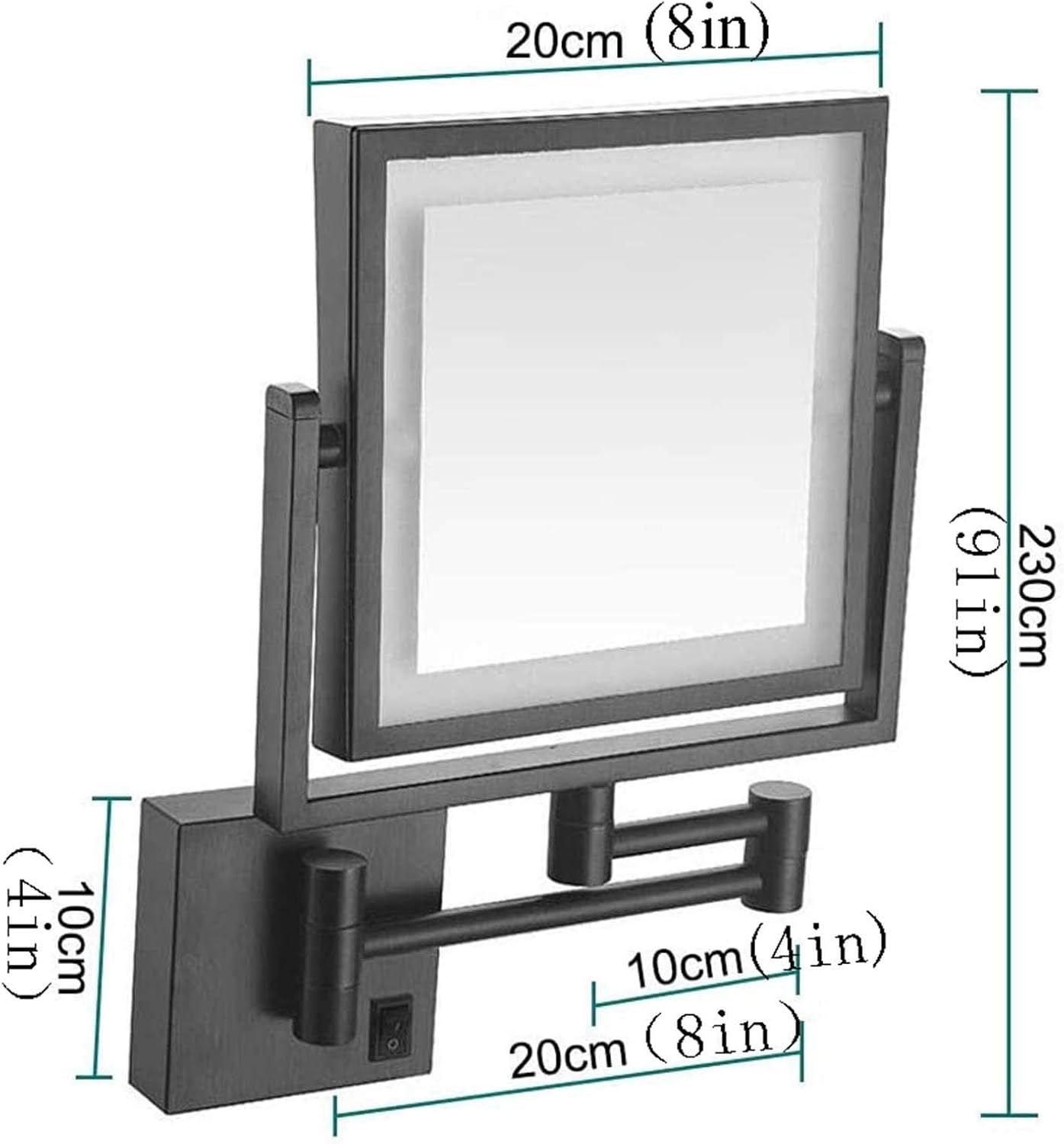 8 Inch LED Wall Mounted Makeup Mirror with 3X Magnification