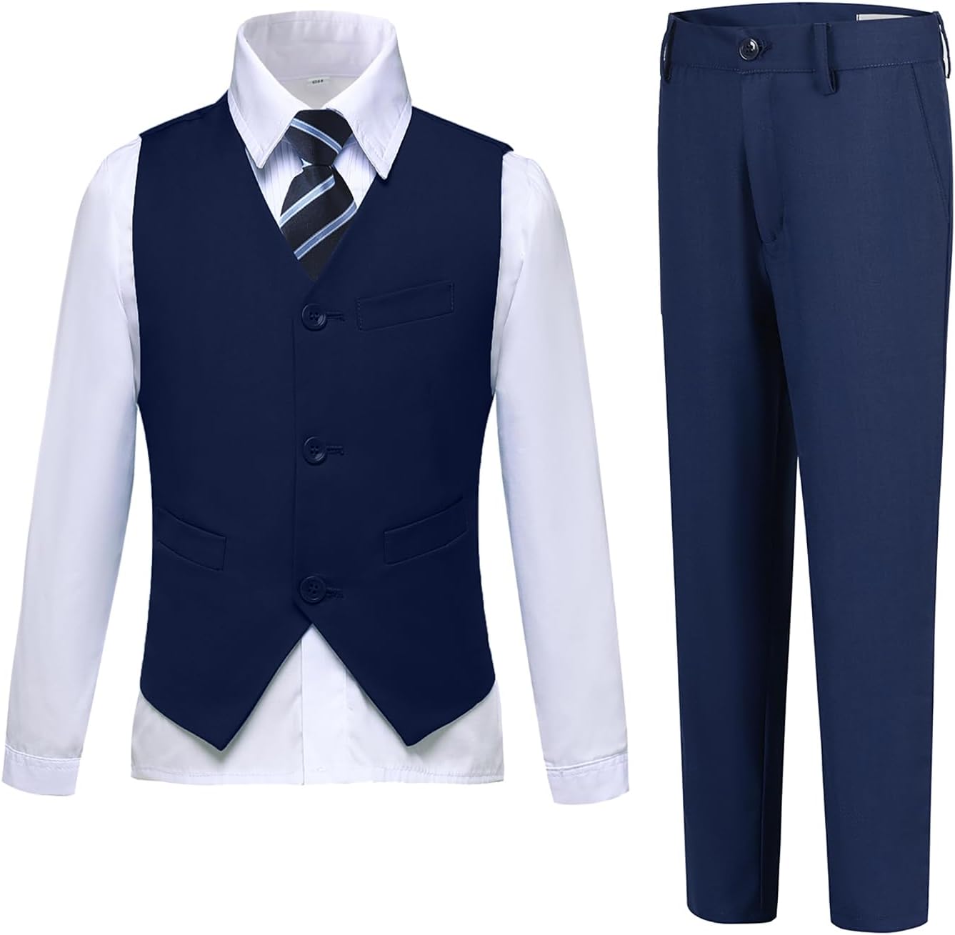 DOISPON Boys Slim Fit 4-Piece Formal Suit Set for Kids