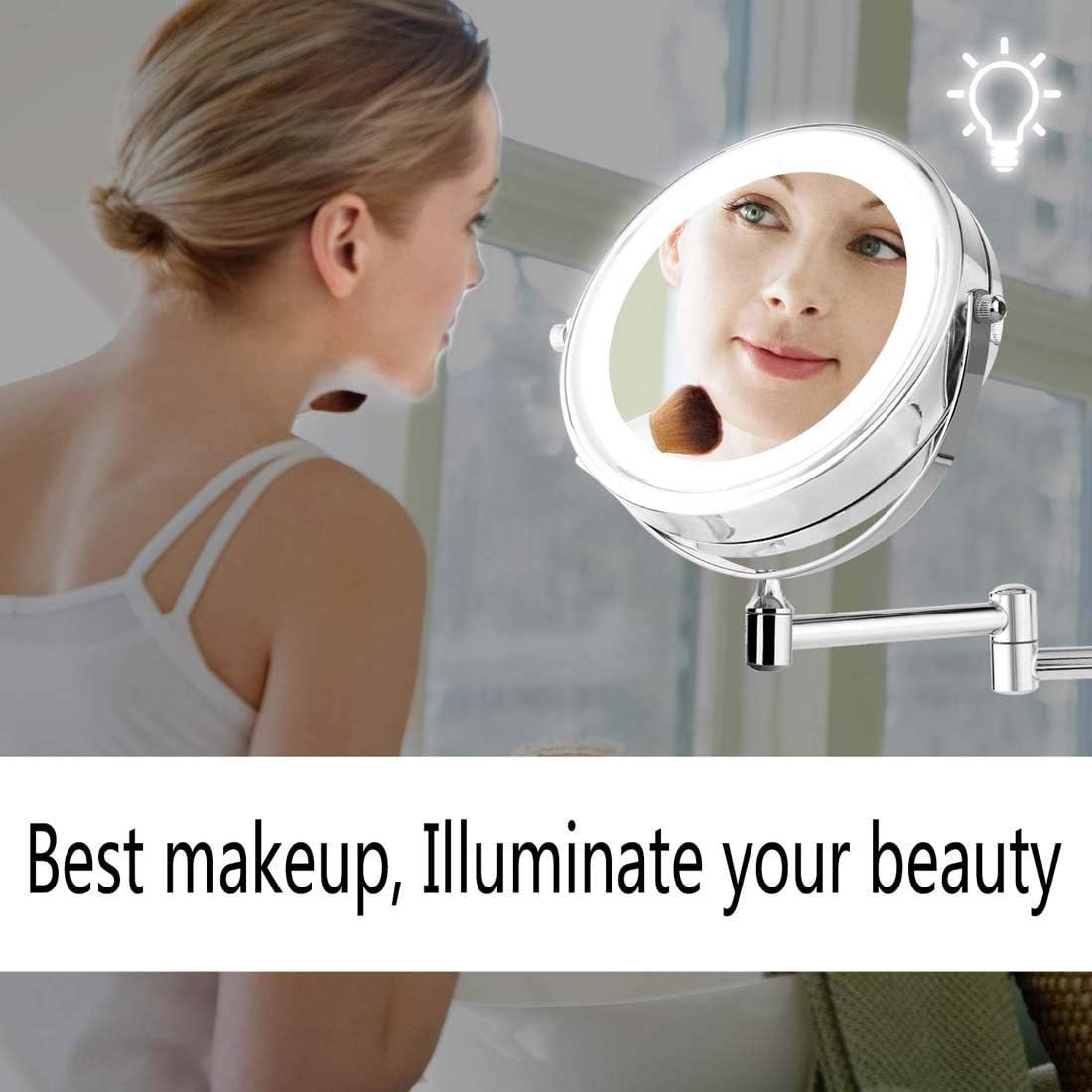 LCARY 5x Magnification Wall-Mounted Makeup Mirror
