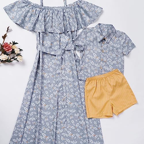 Floral Polka Dot Mom Son Matching Outfits