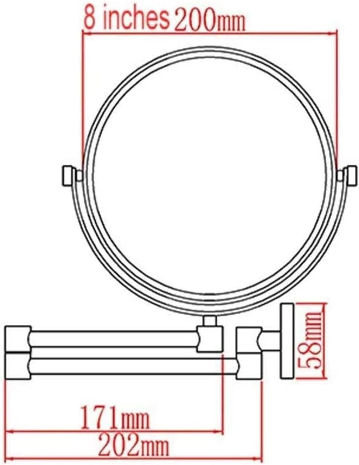FUDGIO 8 Inch Wall-Mounted Makeup Mirror