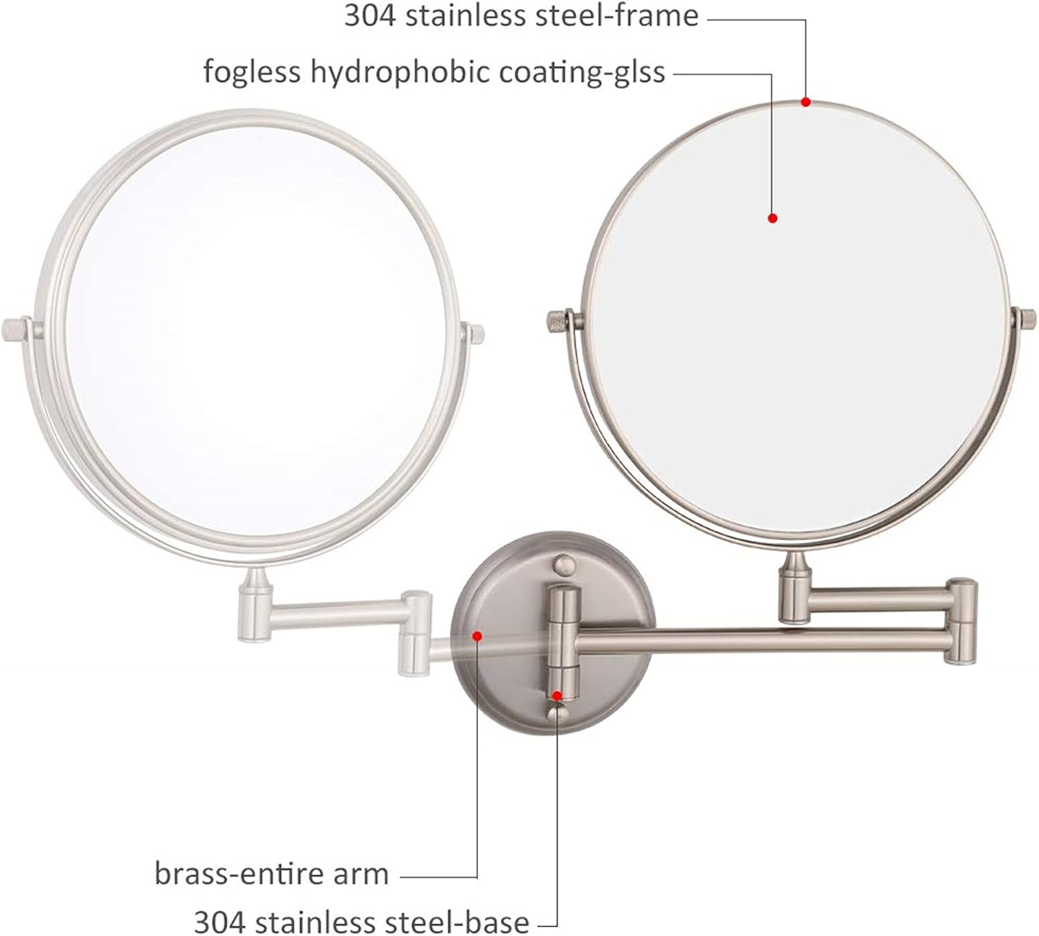 Noce Adjustable Double-Sided Makeup Mirror
