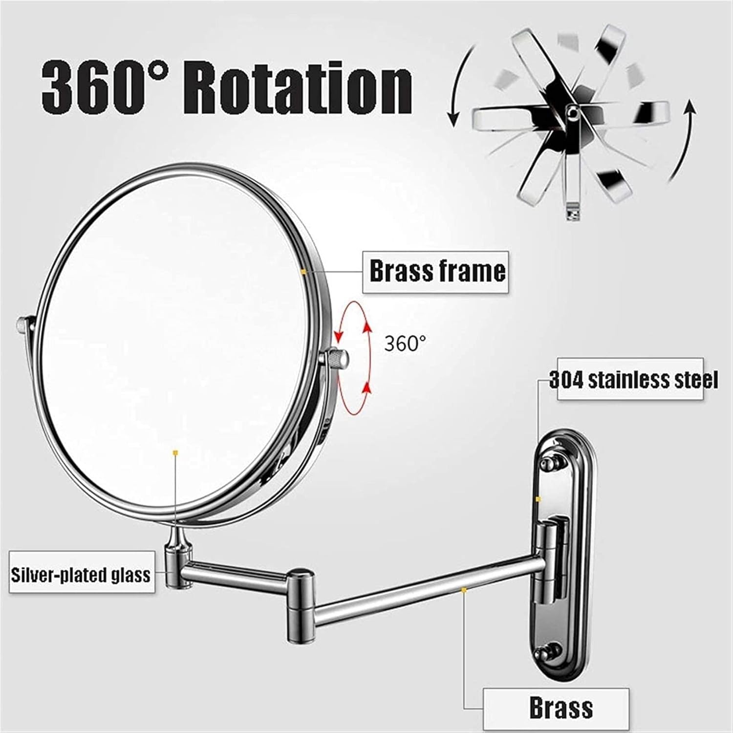 NOVOCE Extendable Makeup Mirror with 360-Degree Rotation