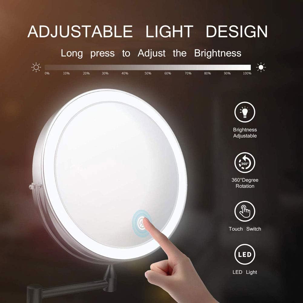 7x Magnification Double-Sided Wall-Mounted Makeup Mirror