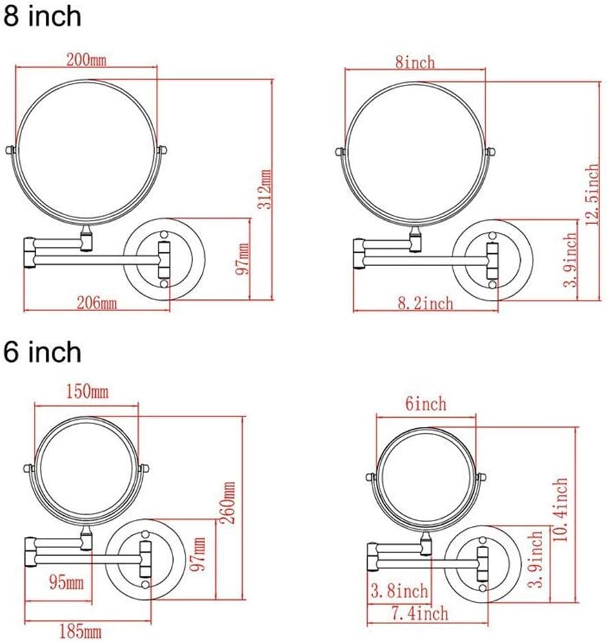 Sturdy Adjustable Makeup Mirror Wall-Mounted
