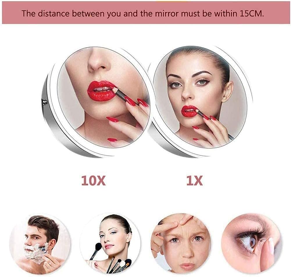 DEIHGE Makeup Mirror Wall Mounted with 360 Rotation and LED Light