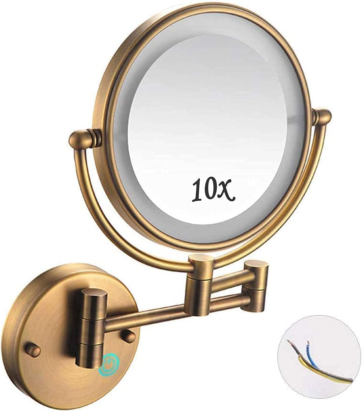 DEIHGE Makeup Mirror Wall Mounted with 360 Rotation and LED Light