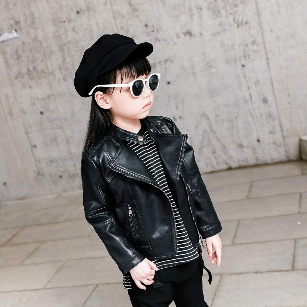 High-Quality Toddler Boys Girls Motorcycle PU Faux Leather Lapel Jackets