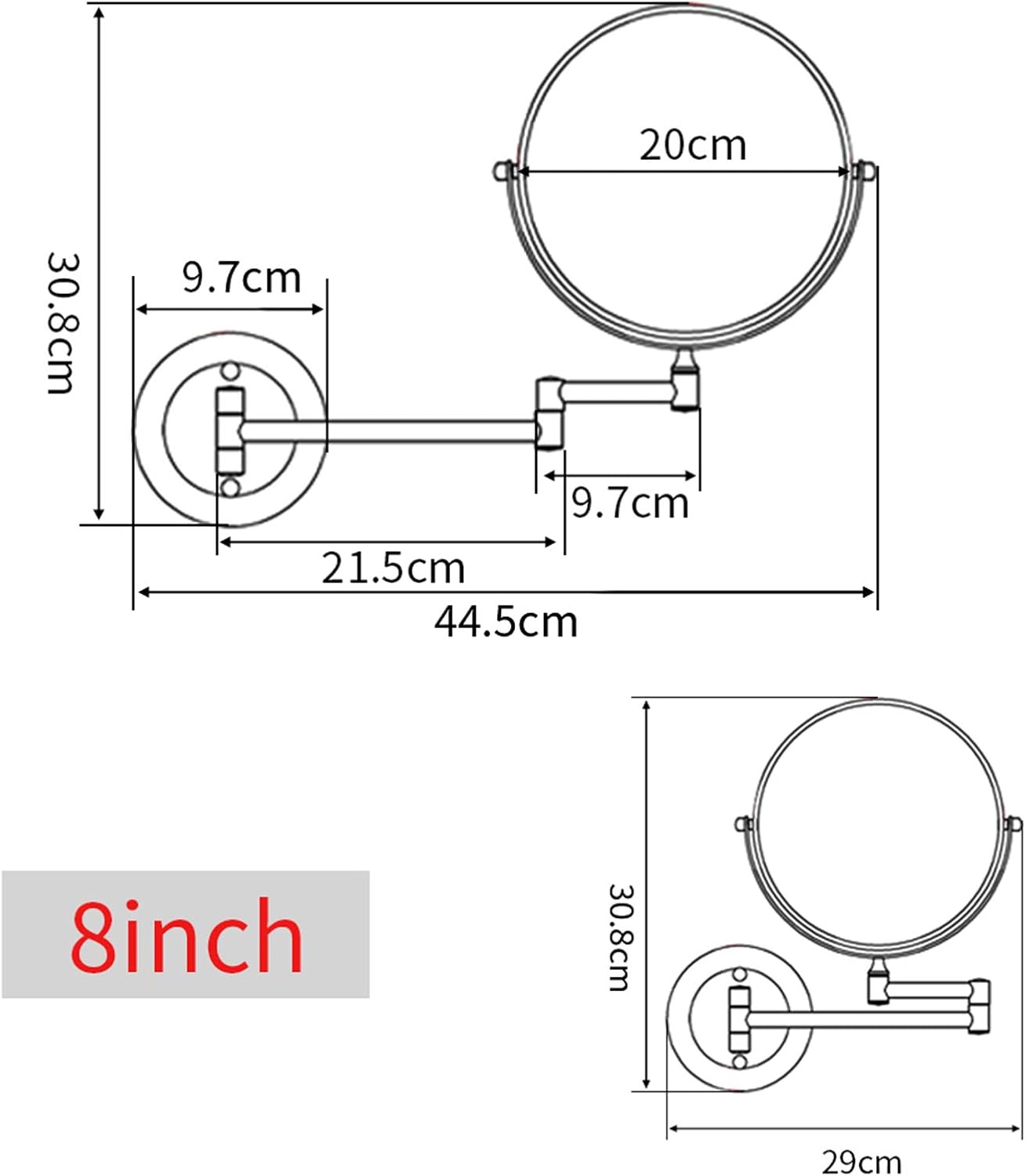 LCARY Makeup Mirror 10X LED Vanity Mirror Double-Sided Silver