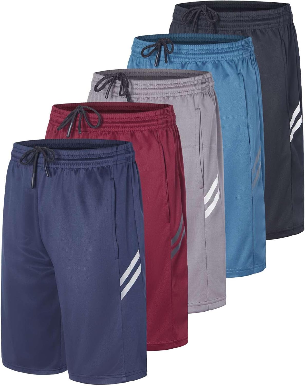 Real Essentials 5 Pack Boys Basketball Shorts with Pockets