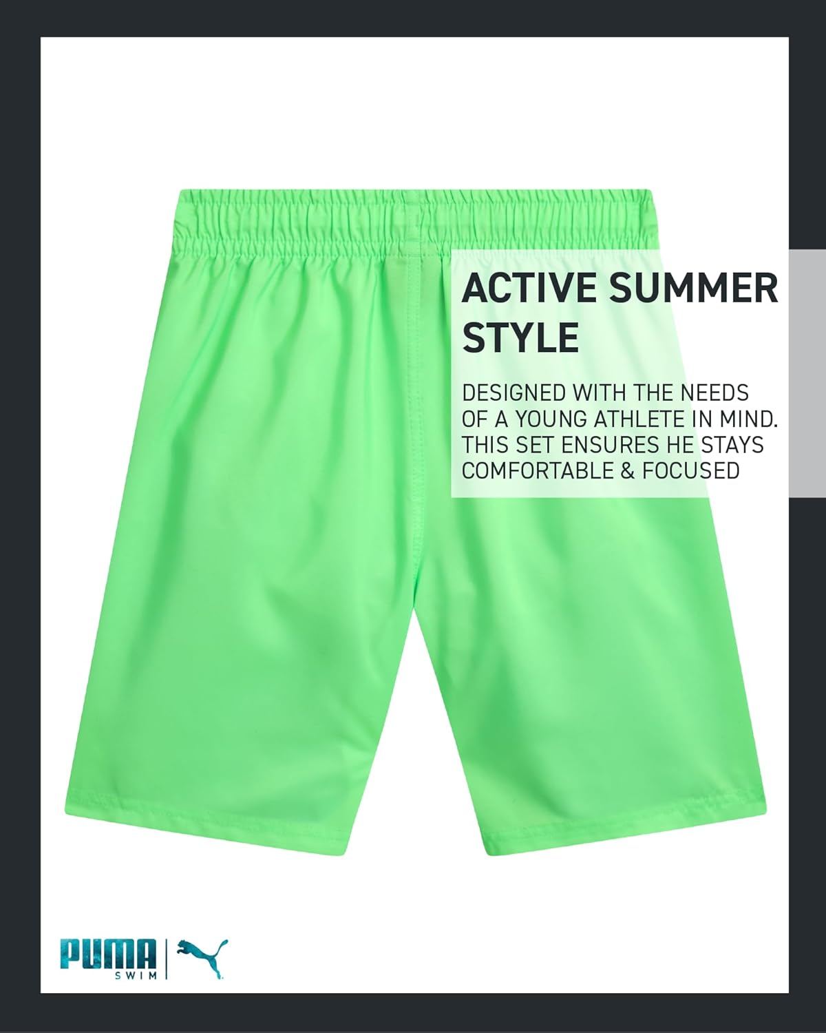 PUMA Boys Quick Dry Swim Trunks with Pockets and Mesh Lining